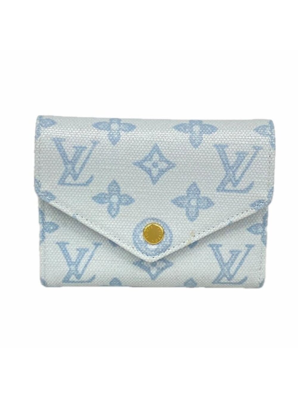Louis Vuitton Trifold Wallet Monogram Origin Portefeuille Victorine Blue Courier